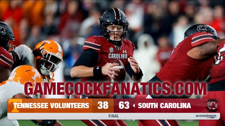 South Carolina runs over No. 5 Tennessee 63-38